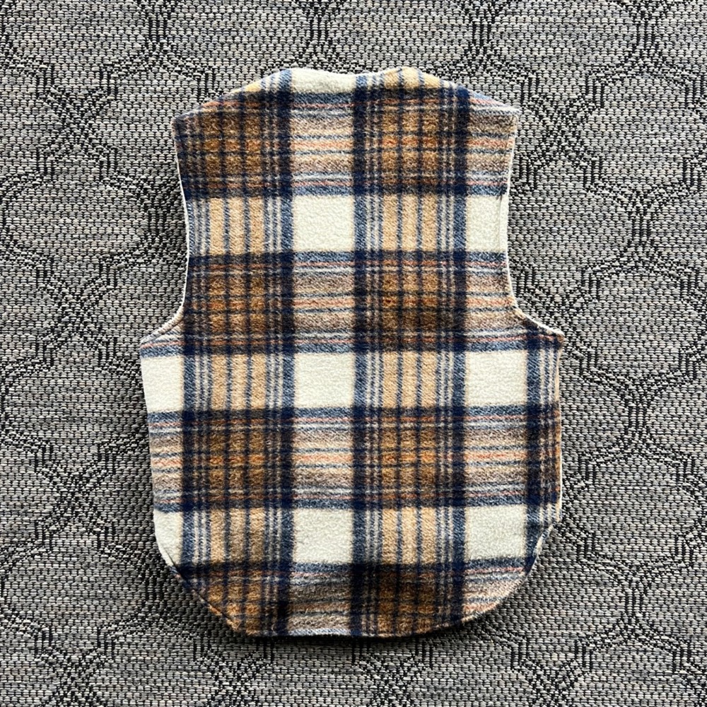 Vintage Vest Mens Large Brown Blue Wool Blend Plaid Sherpa Lined Workwear Cabin - Picture 2 of 5